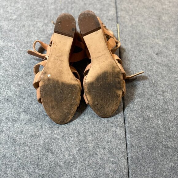 Nine West Farfalla Womens US 9 M Sandals Tan Leather Ankle T-Strap Wedge Heel - Picture 4 of 6